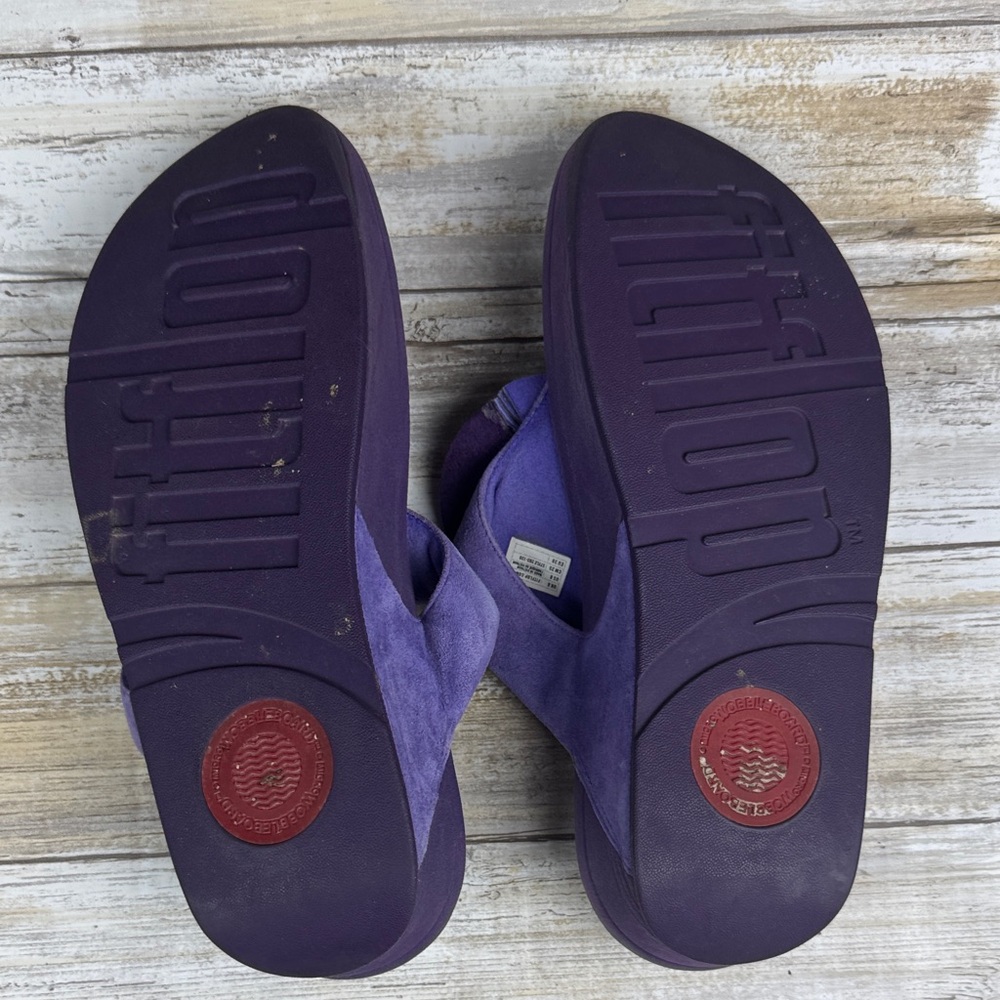 FitFlop Purple Women's Sandals with Floral Accent - Picture 6 of 7